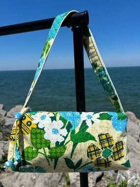 Floral Print Shoulder Bag in Green & Blue - Women Bags